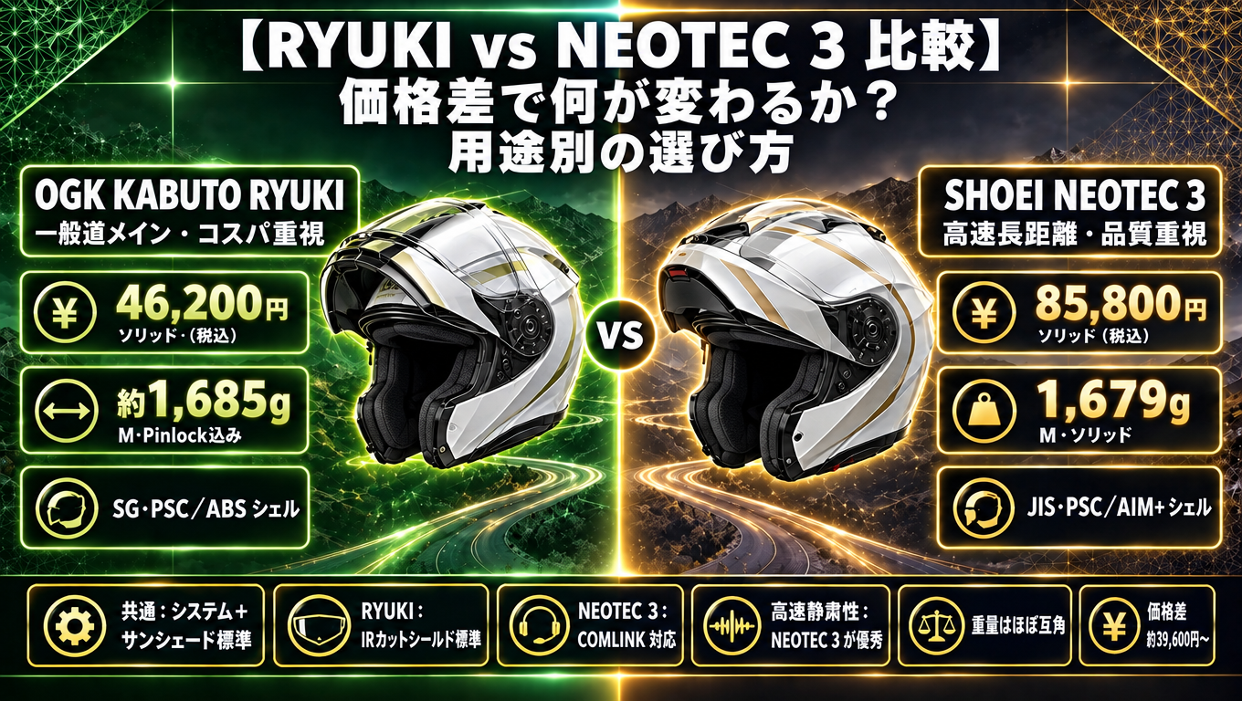 【RYUKI vs NEOTEC 3 比較】価格差で何が変わるか？用途別の選び方