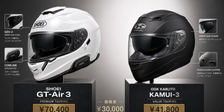 【SHOEI GT-Air 3 vs OGK KABUTO KAMUI-3 比較】3万円差でSHOEIは買いか