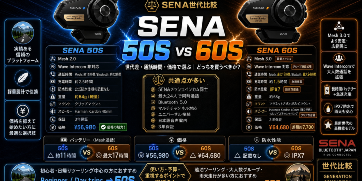 【SENA 60S vs 50S 比較】どっちを買うべき？世代差・通話時間・価格で選ぶ