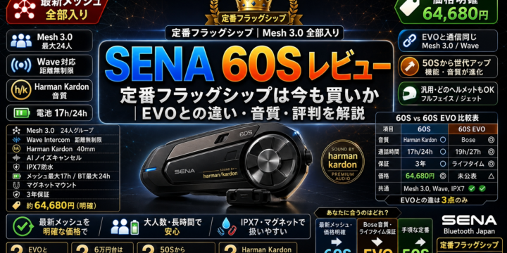 【SENA 60S レビュー】定番フラッグシップは今も買いか｜EVOとの違い・音質・評判を解説