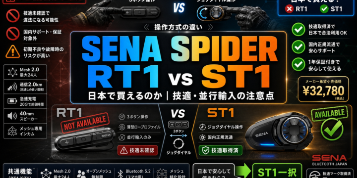 【SENA SPIDER RT1 とは】ST1との違いと「日本で買えるのか（技適・並行輸入）」を公式情報で解説